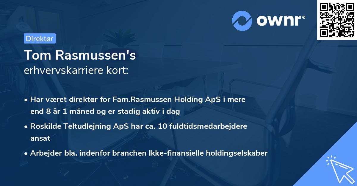 Tom Rasmussen's erhvervskarriere kort