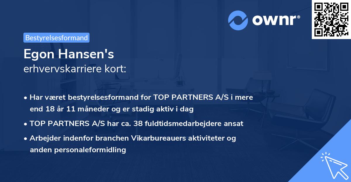 Egon Hansen's erhvervskarriere kort