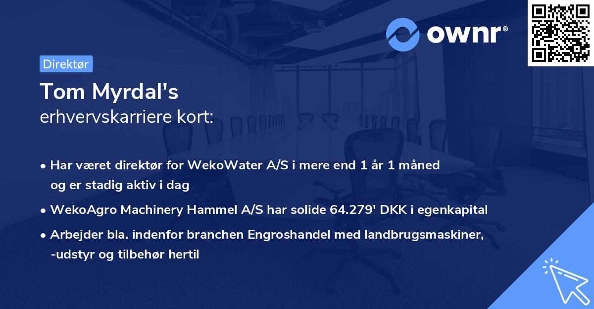 Tom Myrdal's erhvervskarriere kort