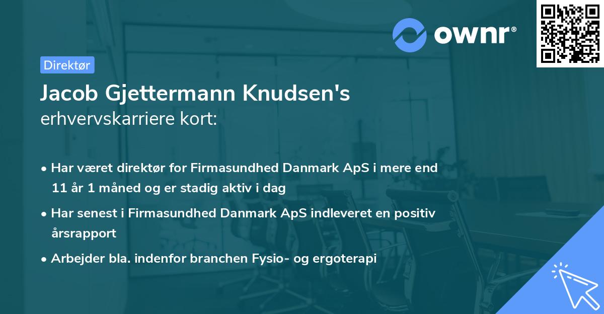 Jacob Gjettermann Knudsen's erhvervskarriere kort