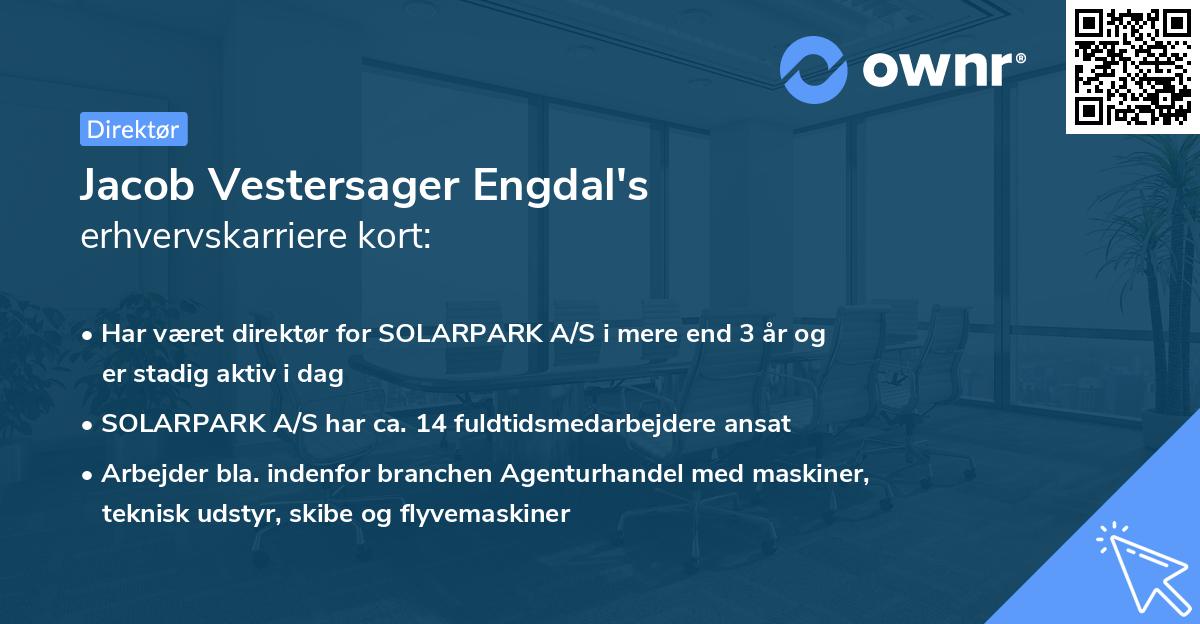 Jacob Vestersager Engdal's erhvervskarriere kort