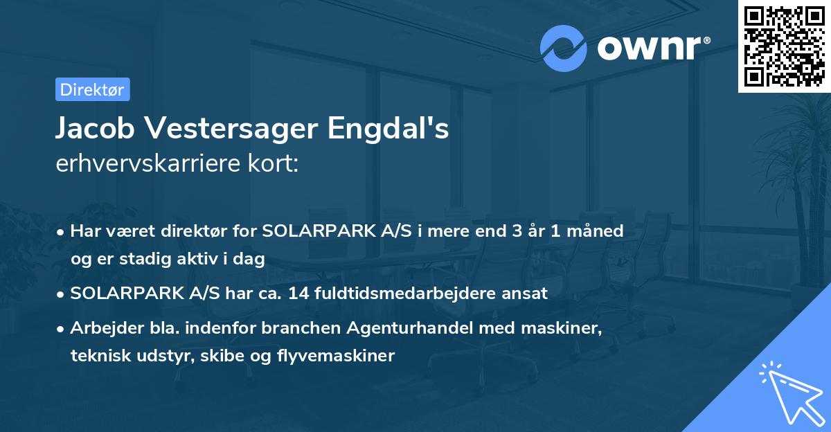 Jacob Vestersager Engdal's erhvervskarriere kort