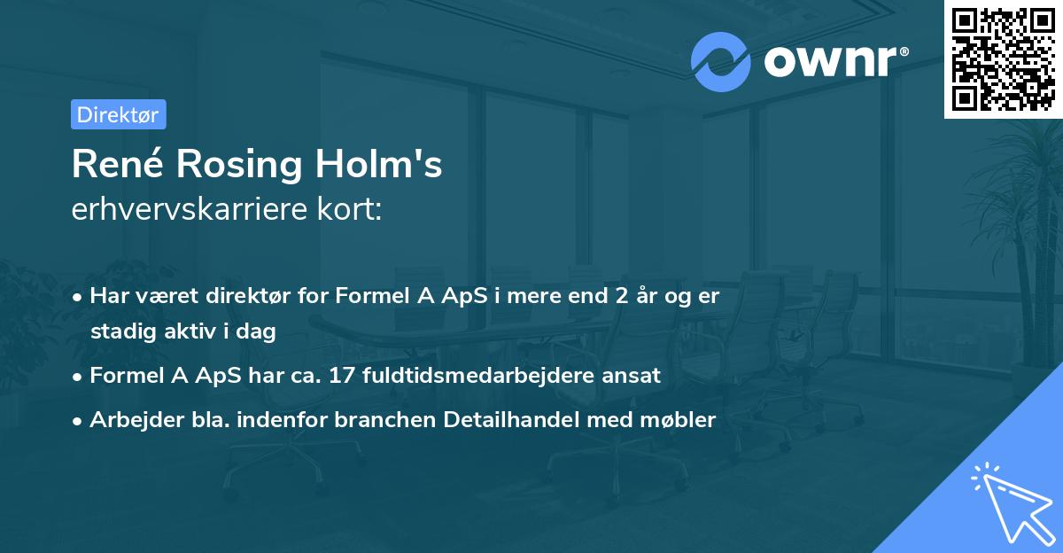 René Rosing Holm's erhvervskarriere kort