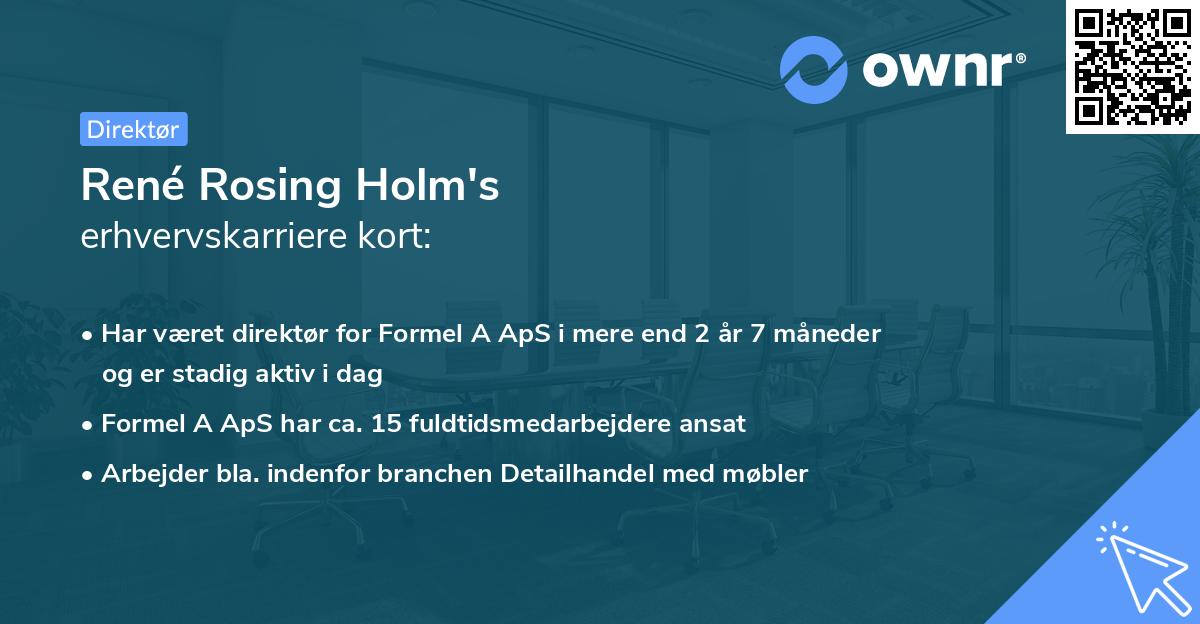 René Rosing Holm's erhvervskarriere kort