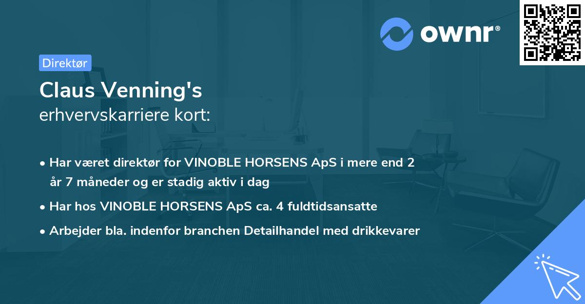 Claus Venning's erhvervskarriere kort