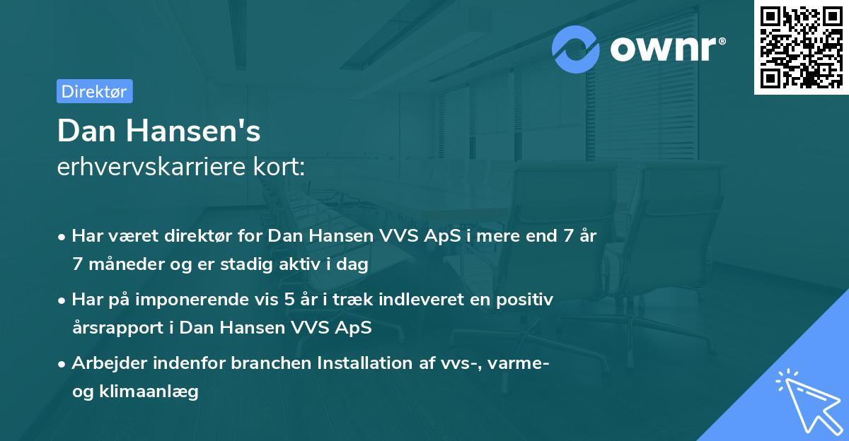 Dan Hansen's erhvervskarriere kort
