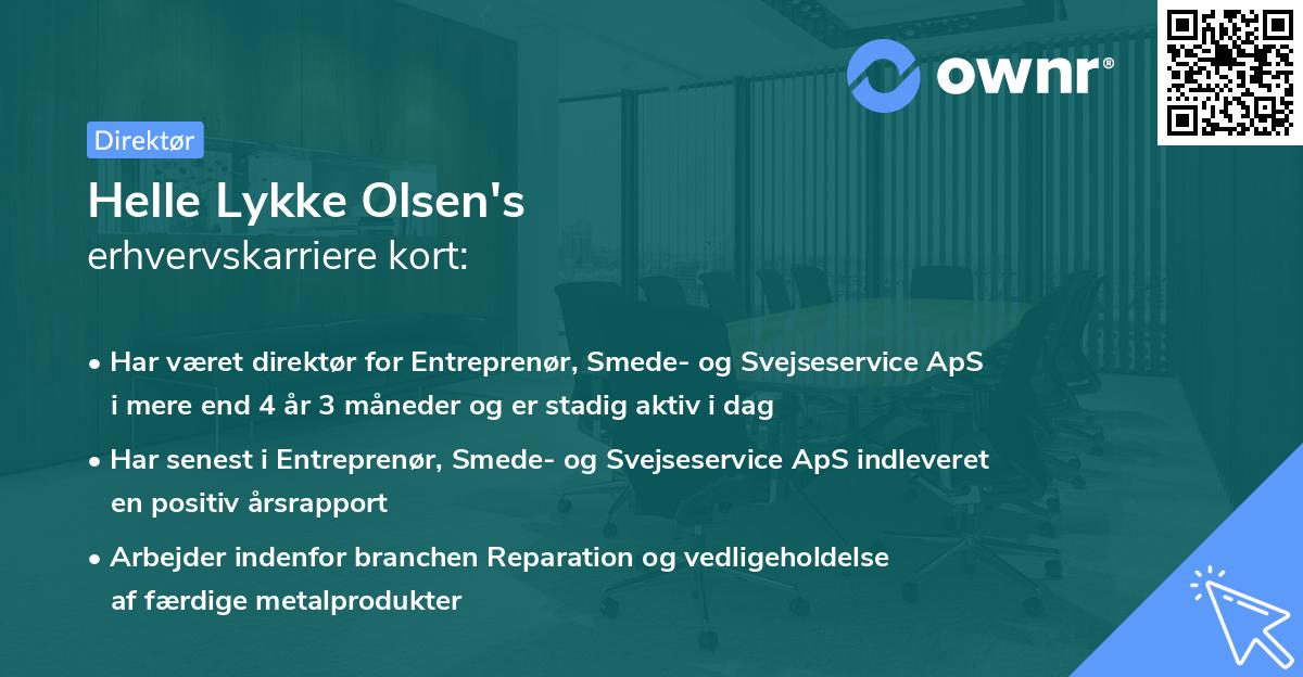 Helle Lykke Olsen's erhvervskarriere kort