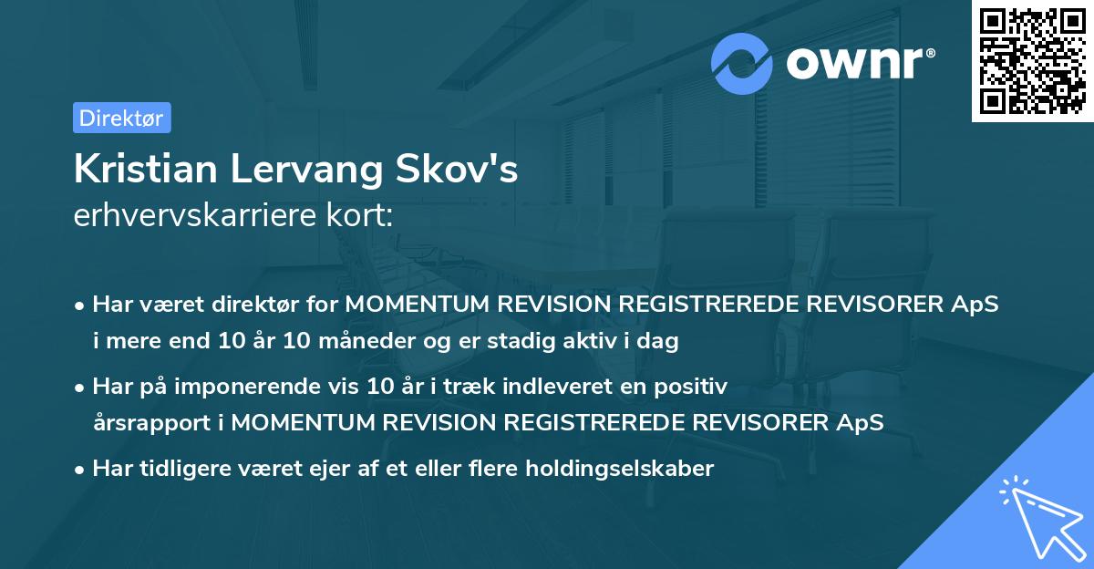 Kristian Lervang Skov's erhvervskarriere kort