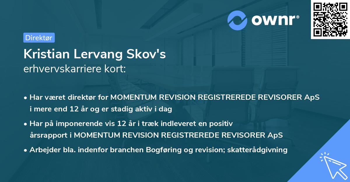 Kristian Lervang Skov's erhvervskarriere kort