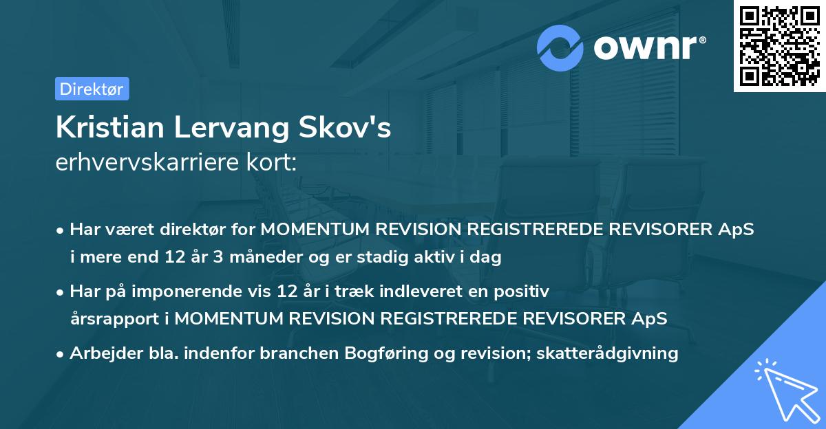 Kristian Lervang Skov's erhvervskarriere kort