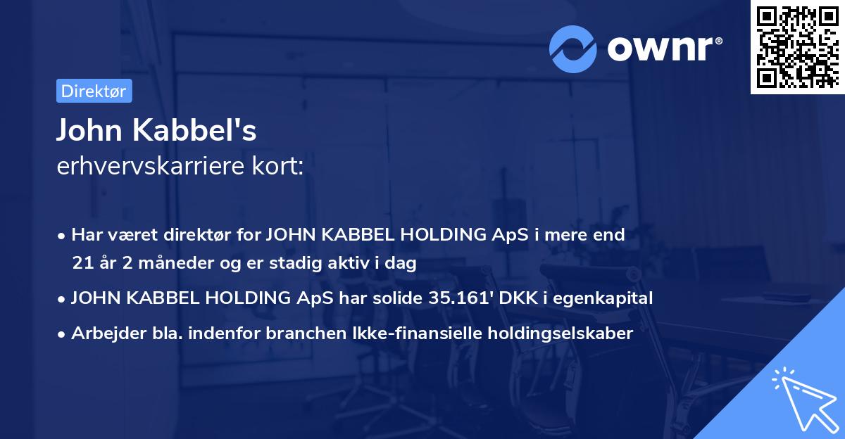 John Kabbel's erhvervskarriere kort