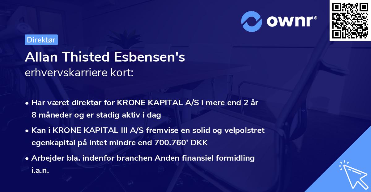 Allan Thisted Esbensen's erhvervskarriere kort