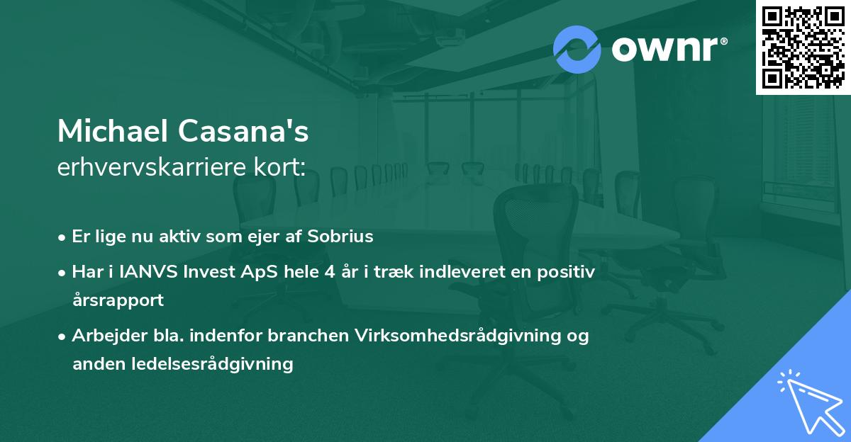 Michael Casana's erhvervskarriere kort