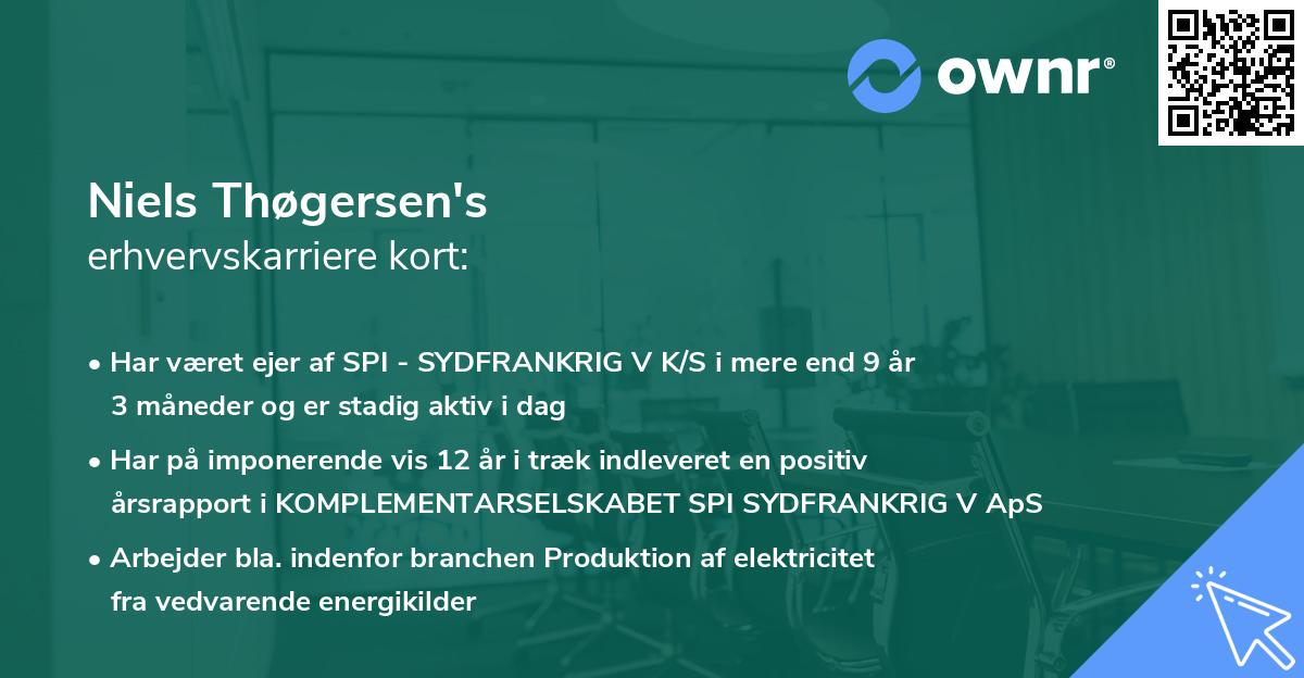 Niels Thøgersen's erhvervskarriere kort