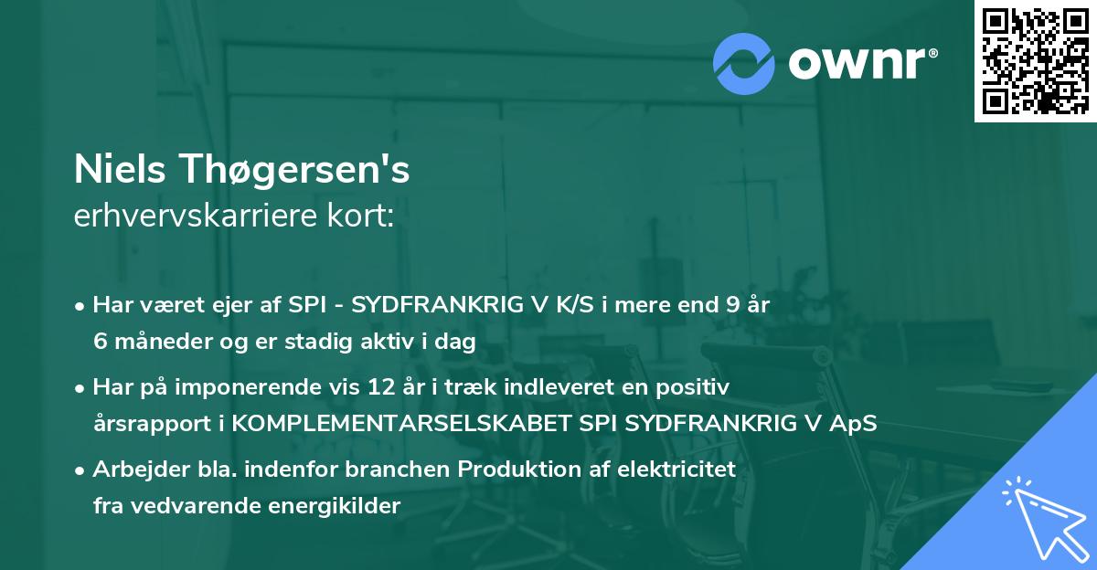 Niels Thøgersen's erhvervskarriere kort