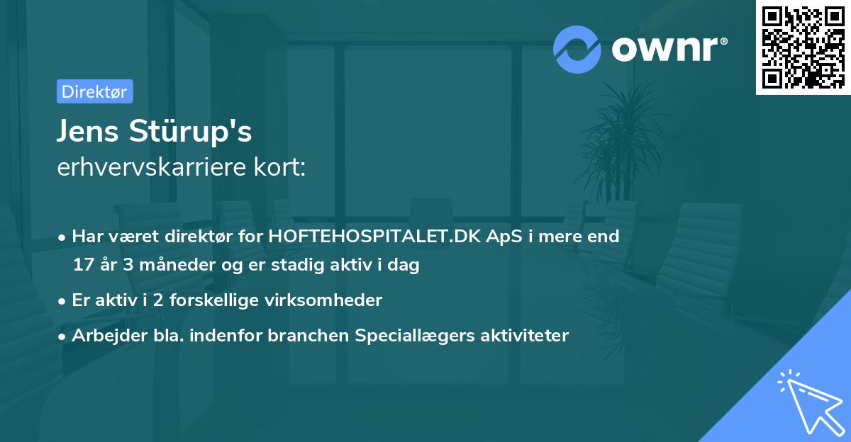 Jens Stürup's erhvervskarriere kort