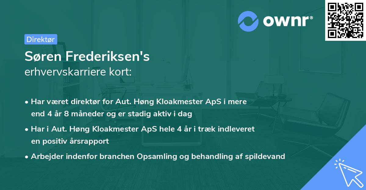 Søren Frederiksen's erhvervskarriere kort