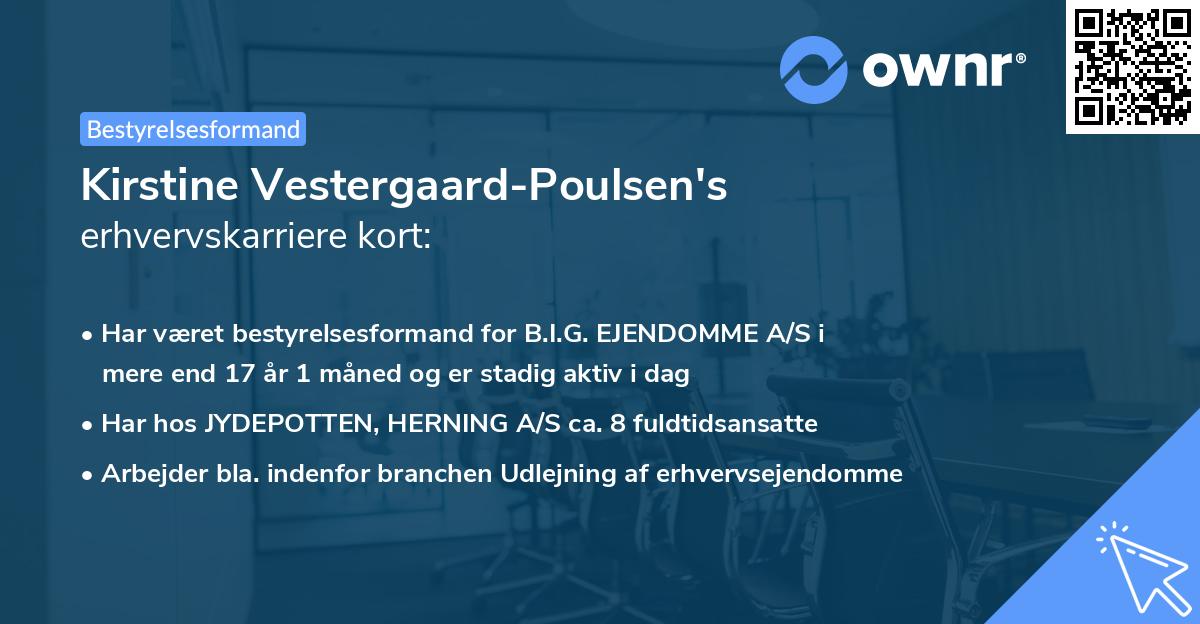 Kirstine Vestergaard-Poulsen's erhvervskarriere kort