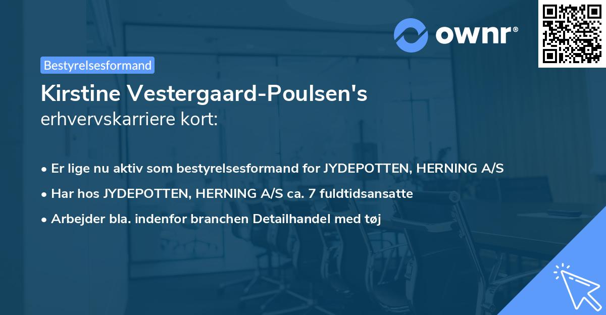 Kirstine Vestergaard-Poulsen's erhvervskarriere kort