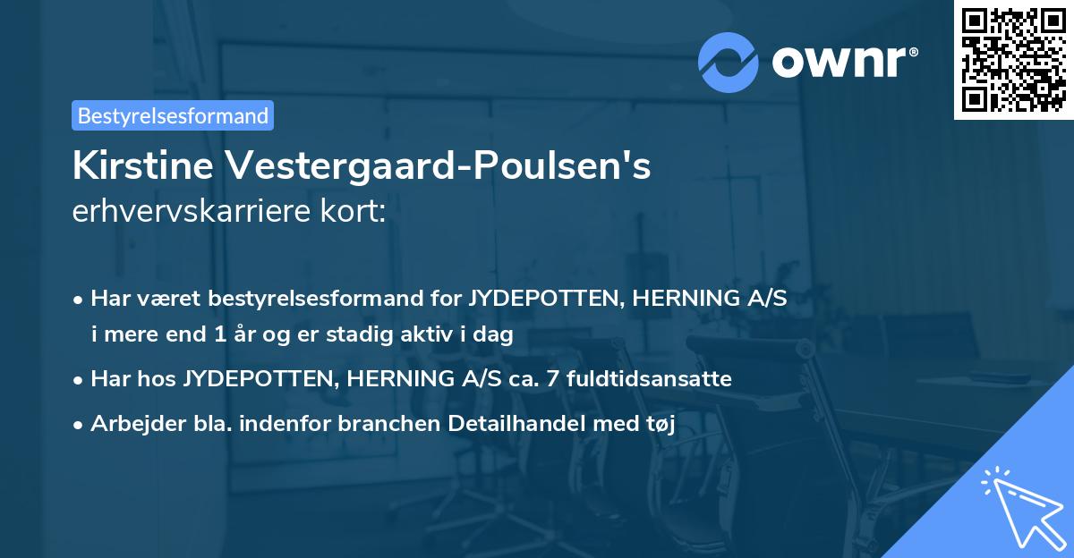 Kirstine Vestergaard-Poulsen's erhvervskarriere kort