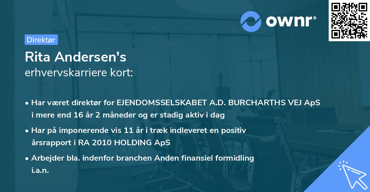 Rita Andersen's erhvervskarriere kort