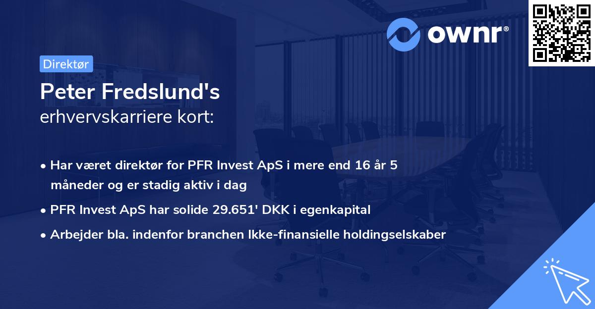 Peter Fredslund's erhvervskarriere kort
