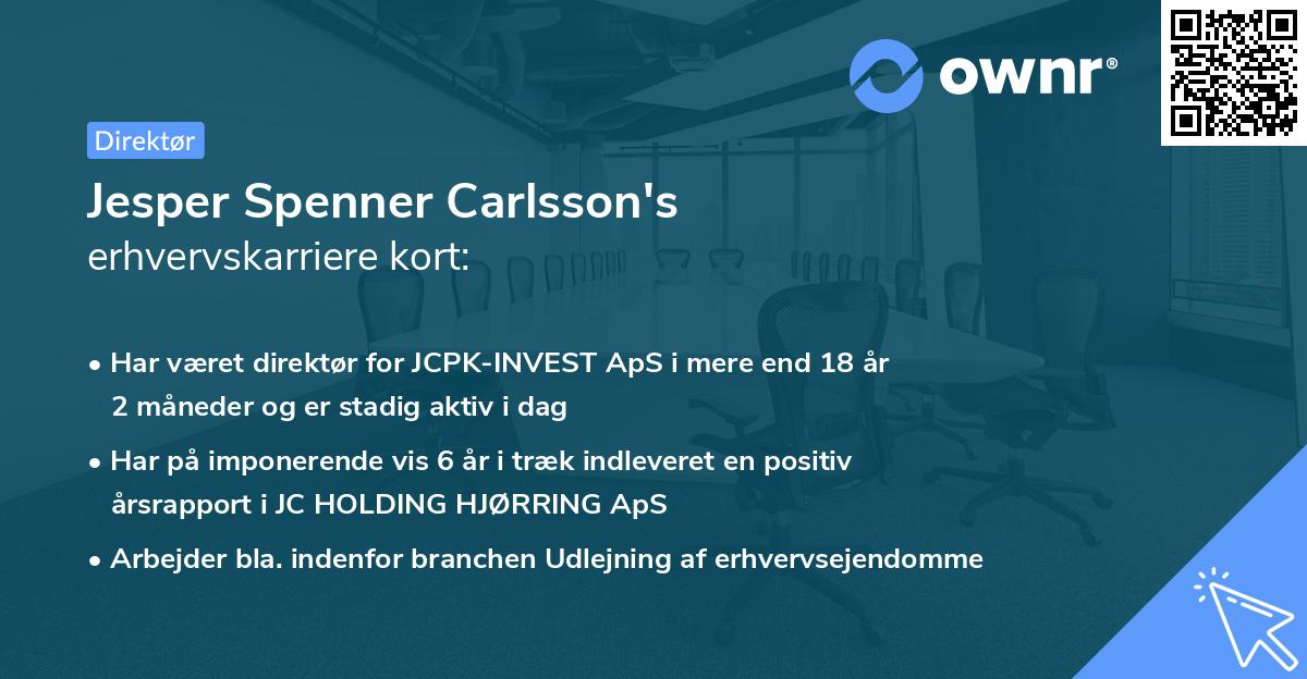 Jesper Spenner Carlsson's erhvervskarriere kort