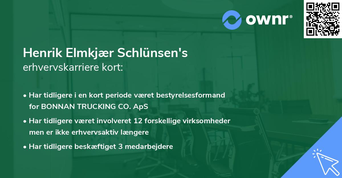 Henrik Elmkjær Schlünsen's erhvervskarriere kort