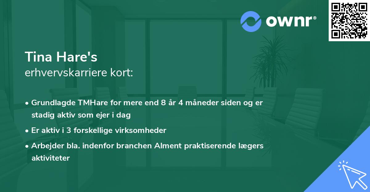 Tina Hare's erhvervskarriere kort