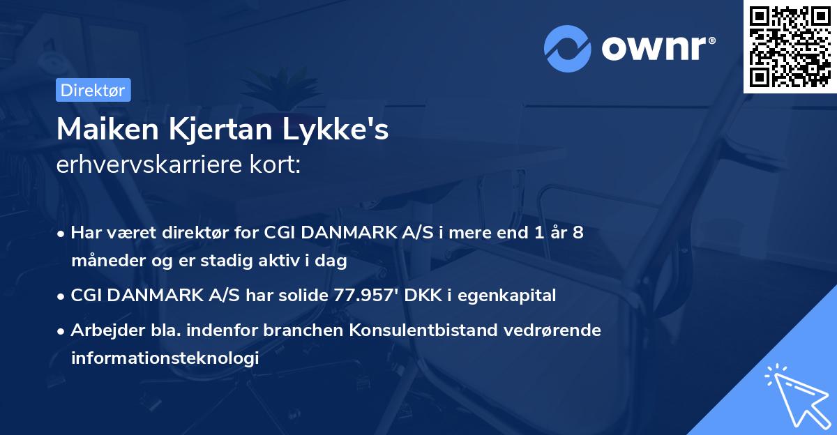 Maiken Kjertan Lykke's erhvervskarriere kort