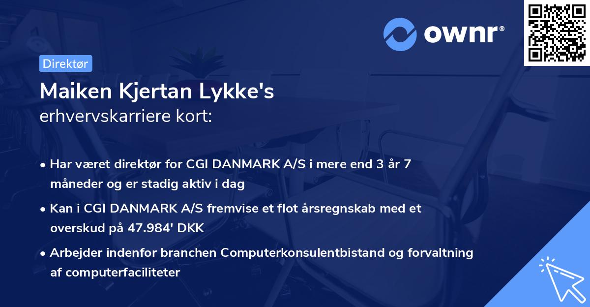 Maiken Kjertan Lykke's erhvervskarriere kort