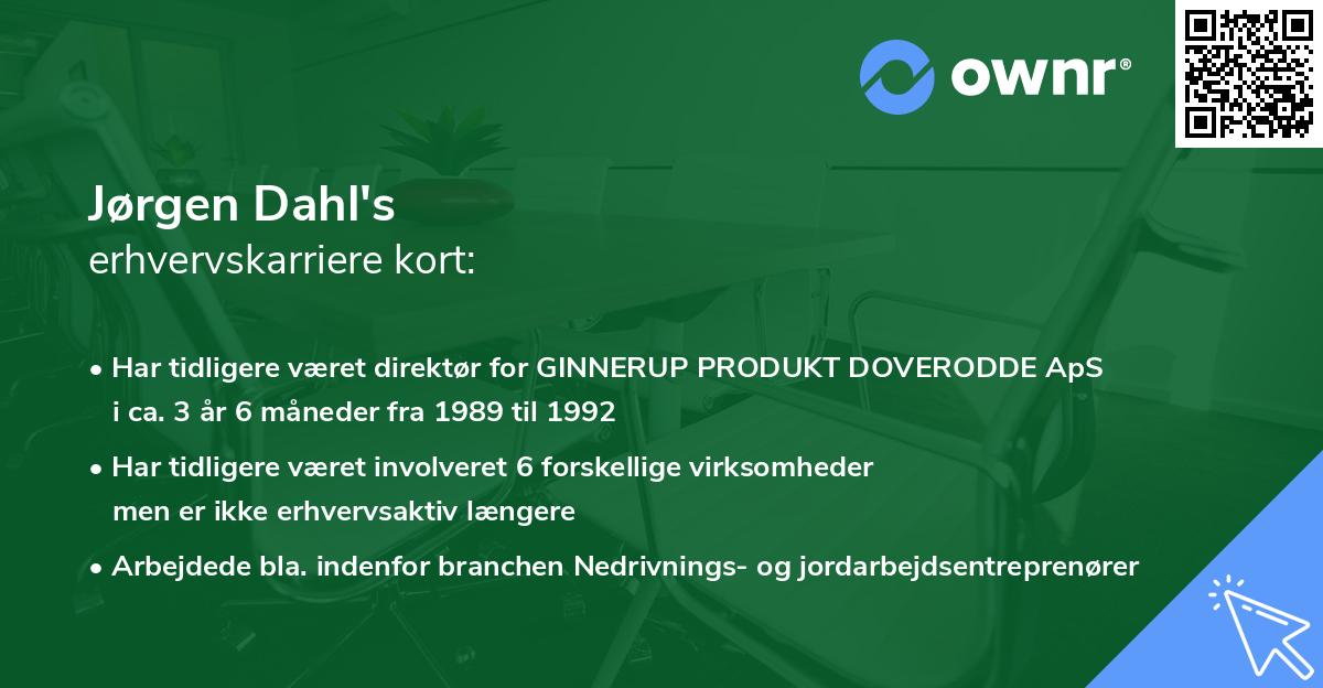 Jørgen Dahl's erhvervskarriere kort