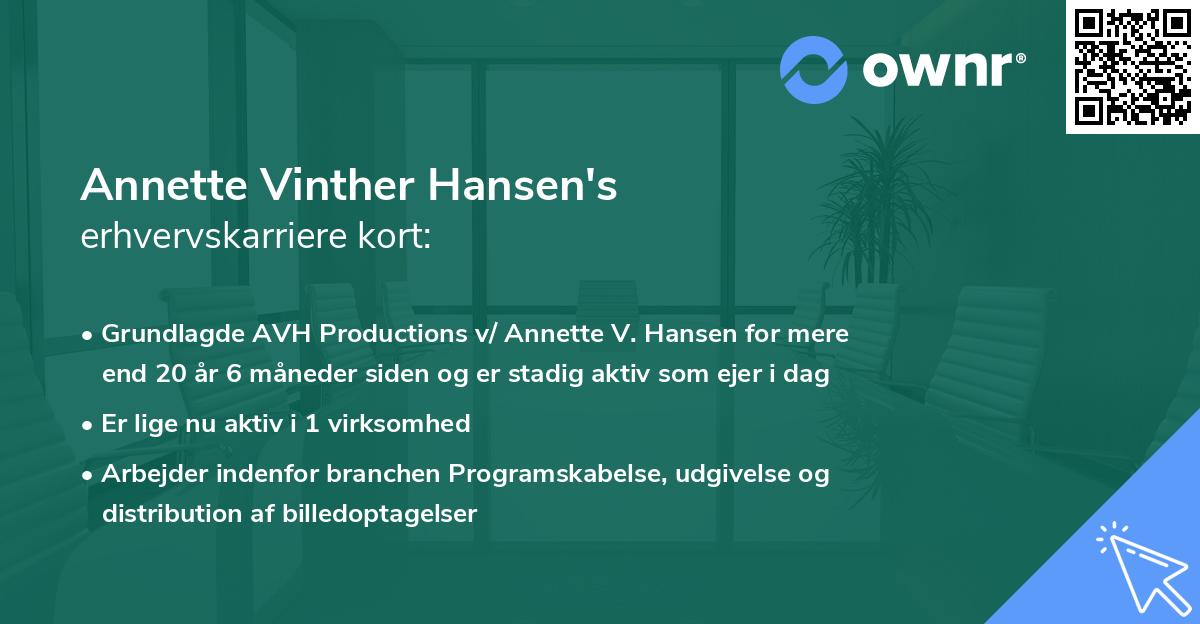 Annette Vinther Hansen's erhvervskarriere kort