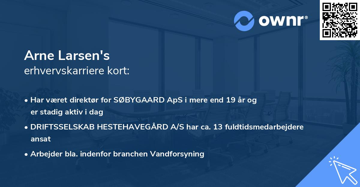 Arne Larsen's erhvervskarriere kort