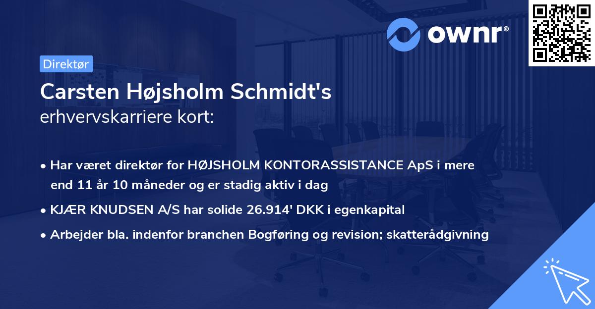 Carsten Højsholm Schmidt's erhvervskarriere kort