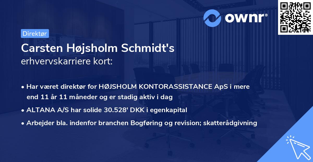 Carsten Højsholm Schmidt's erhvervskarriere kort
