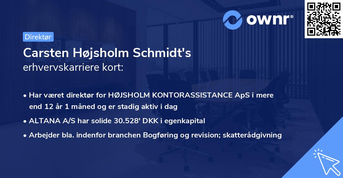Carsten Højsholm Schmidt's erhvervskarriere kort