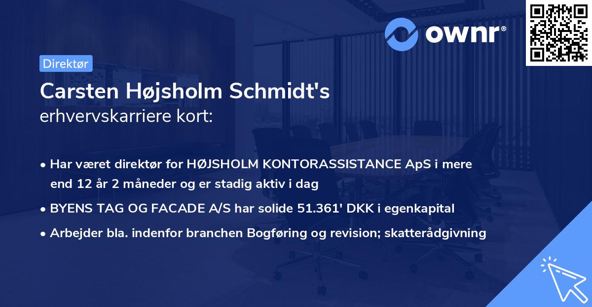 Carsten Højsholm Schmidt's erhvervskarriere kort