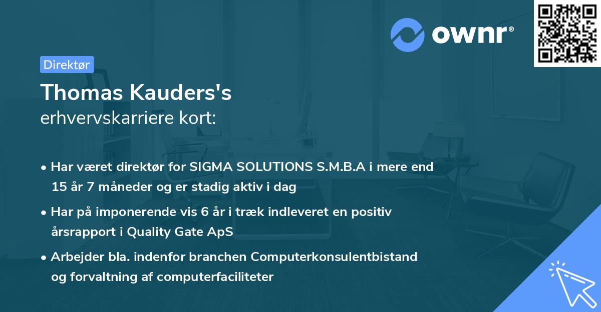 Thomas Kauders's erhvervskarriere kort