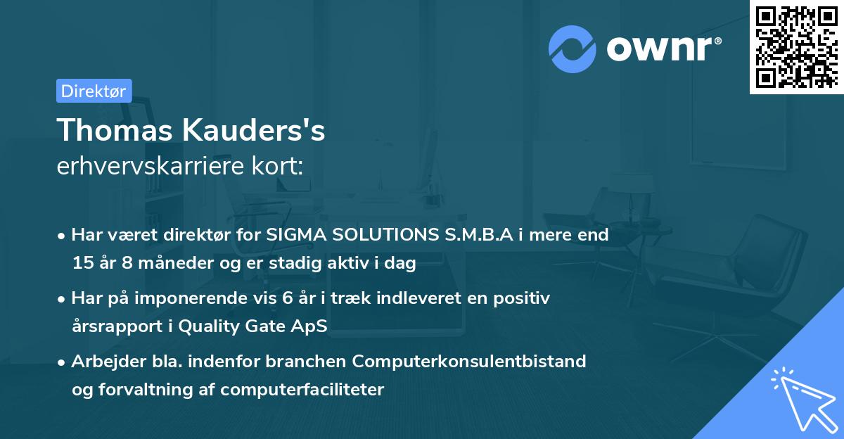 Thomas Kauders's erhvervskarriere kort