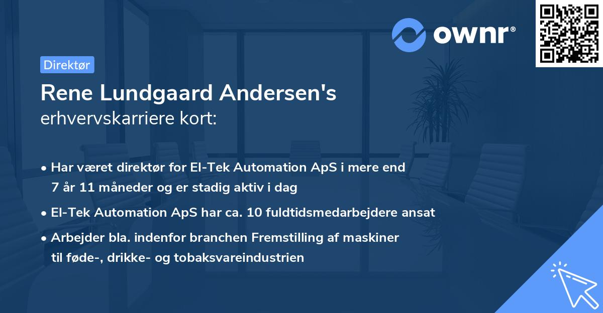 Rene Lundgaard Andersen's erhvervskarriere kort