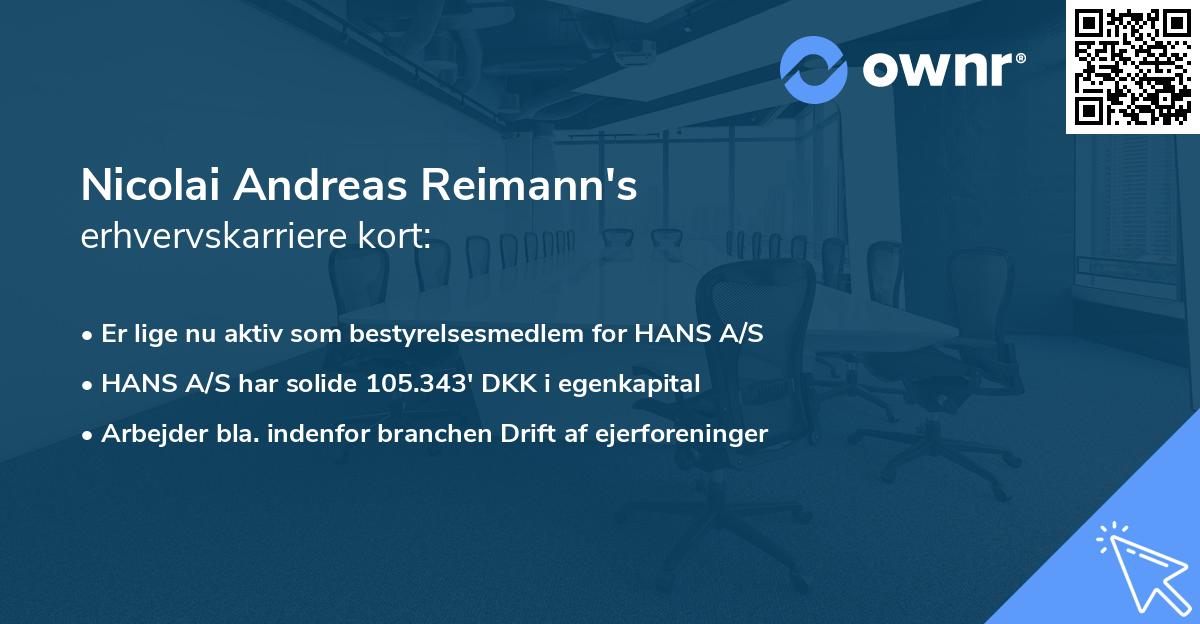 Nicolai Andreas Reimann's erhvervskarriere kort