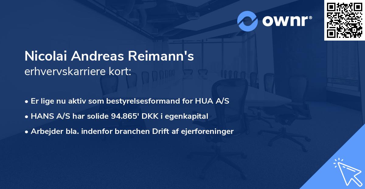 Nicolai Andreas Reimann's erhvervskarriere kort