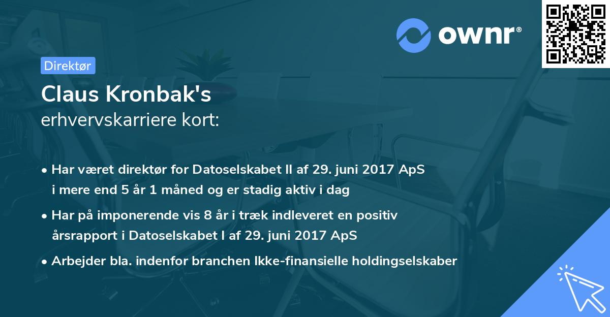 Claus Kronbak's erhvervskarriere kort