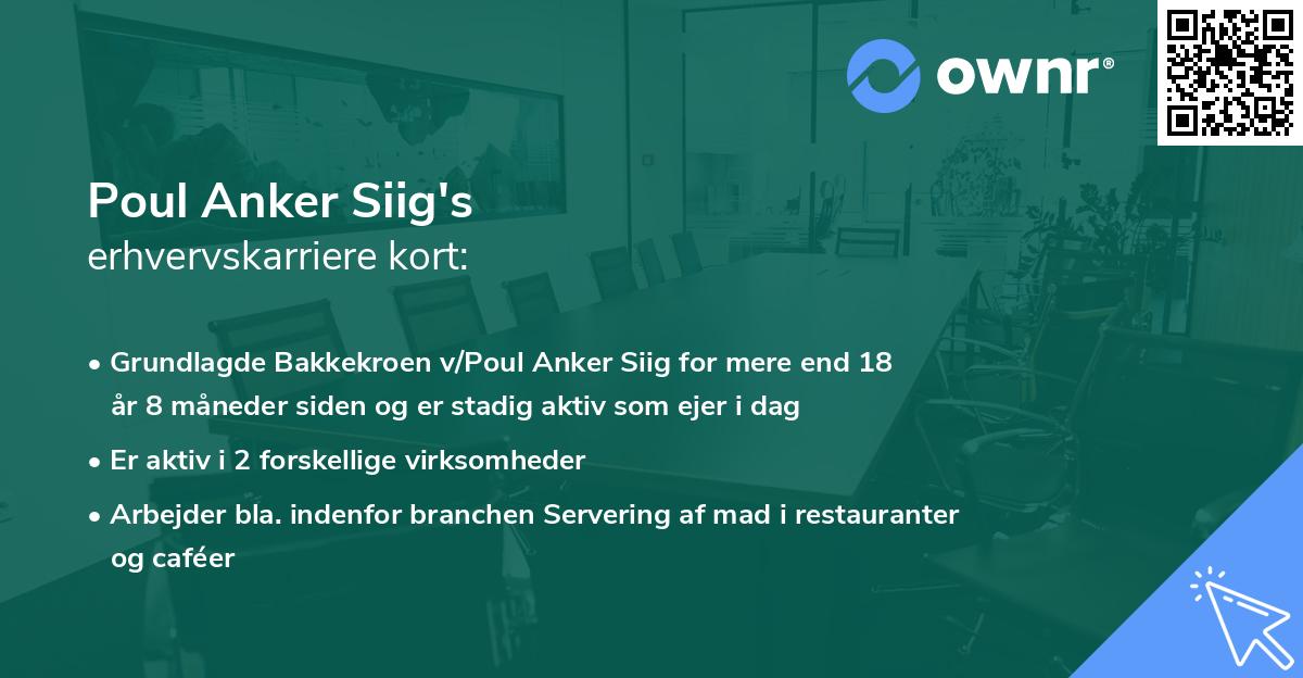 Poul Anker Siig's erhvervskarriere kort