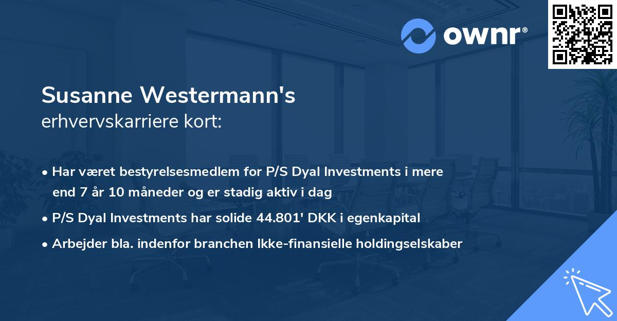 Susanne Westermann's erhvervskarriere kort