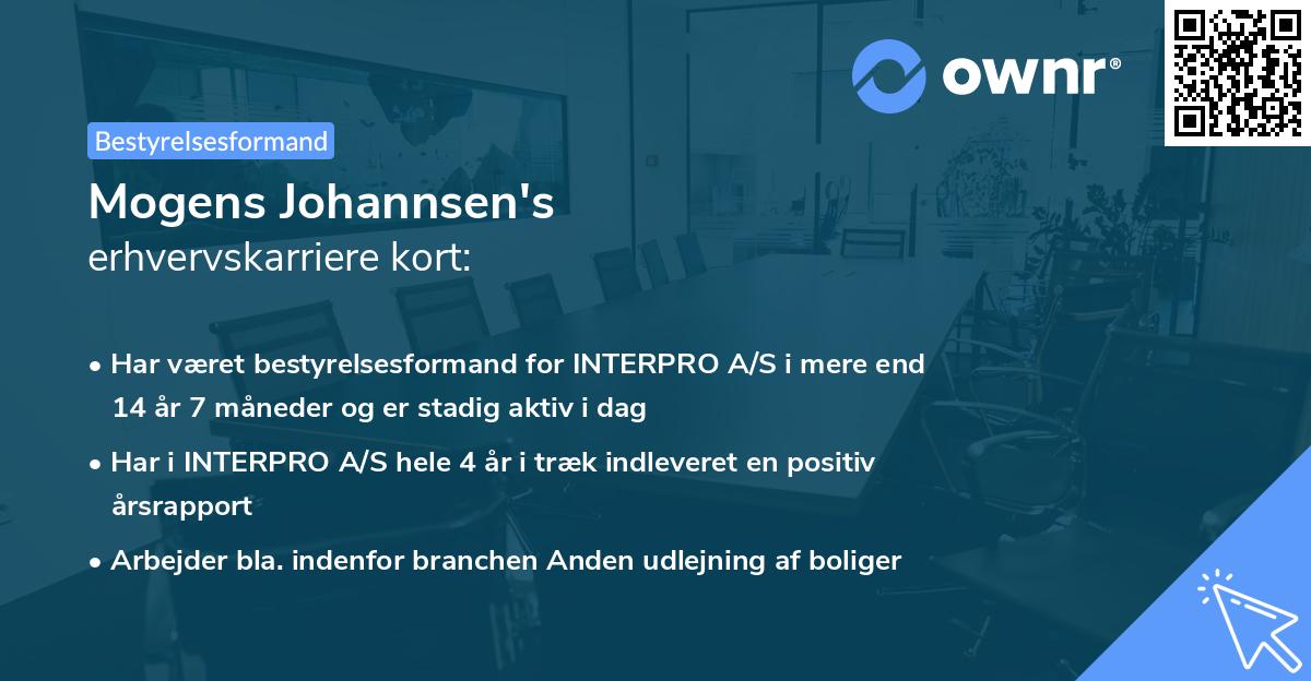 Mogens Johannsen's erhvervskarriere kort