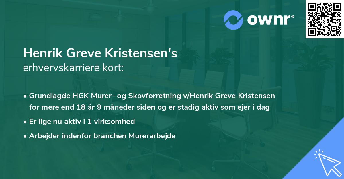 Henrik Greve Kristensen's erhvervskarriere kort