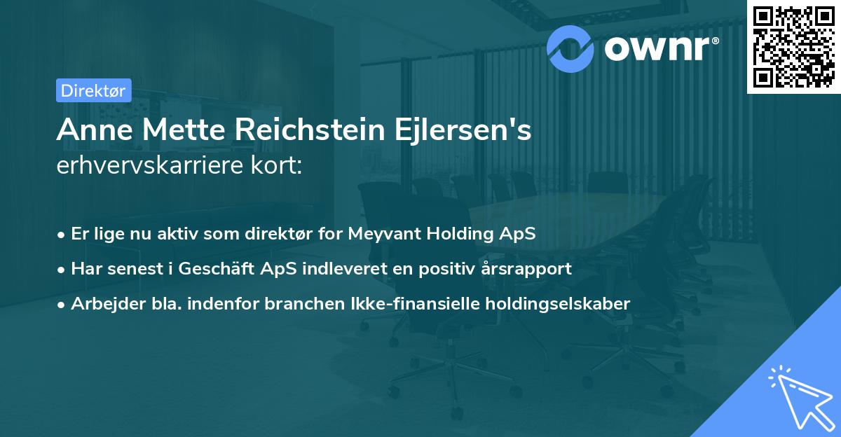 Anne Mette Reichstein Ejlersen's erhvervskarriere kort