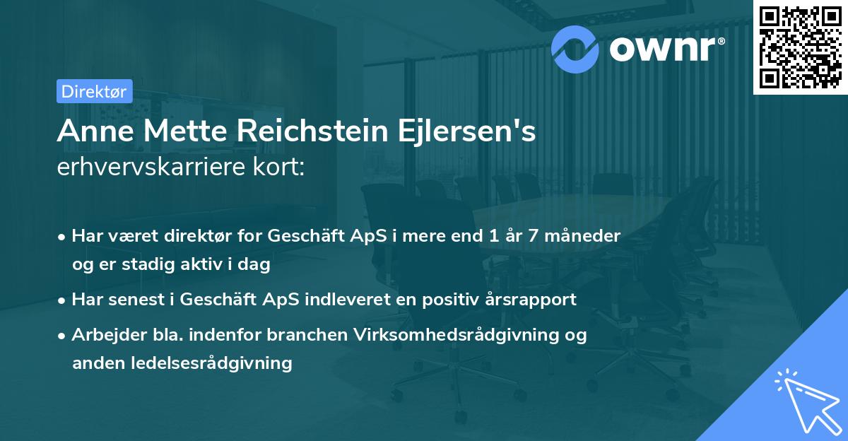 Anne Mette Reichstein Ejlersen's erhvervskarriere kort
